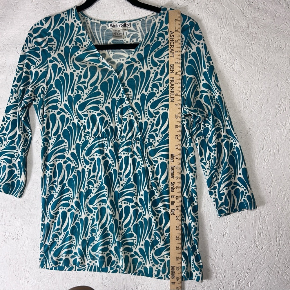 Winter Silks Top Womens Size M 60% Silk 40% Modal High Waisted 3/4 Sleeves Soft! - Picture 10 of 11